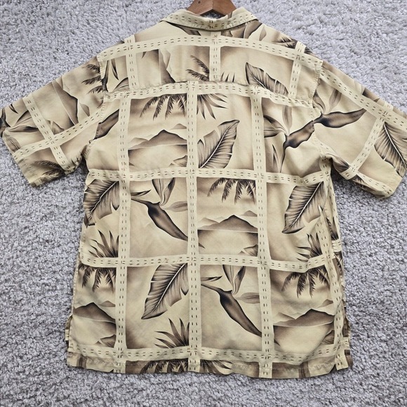 Tori Richard Shirt Men L Brown Silk Floral Short Sleeve Button Beach Resort READ - Picture 10 of 13